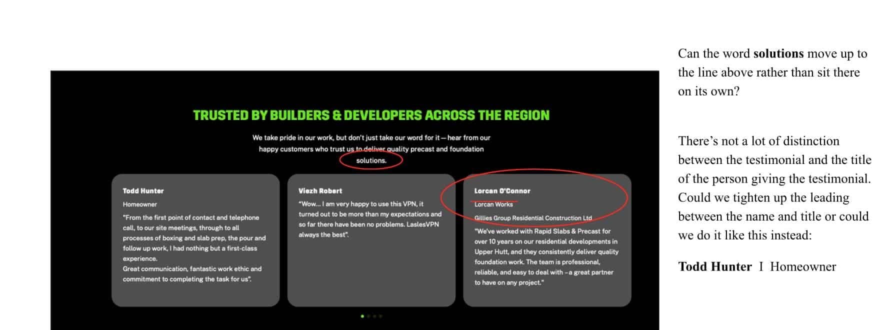 Website feedback example of good practice
